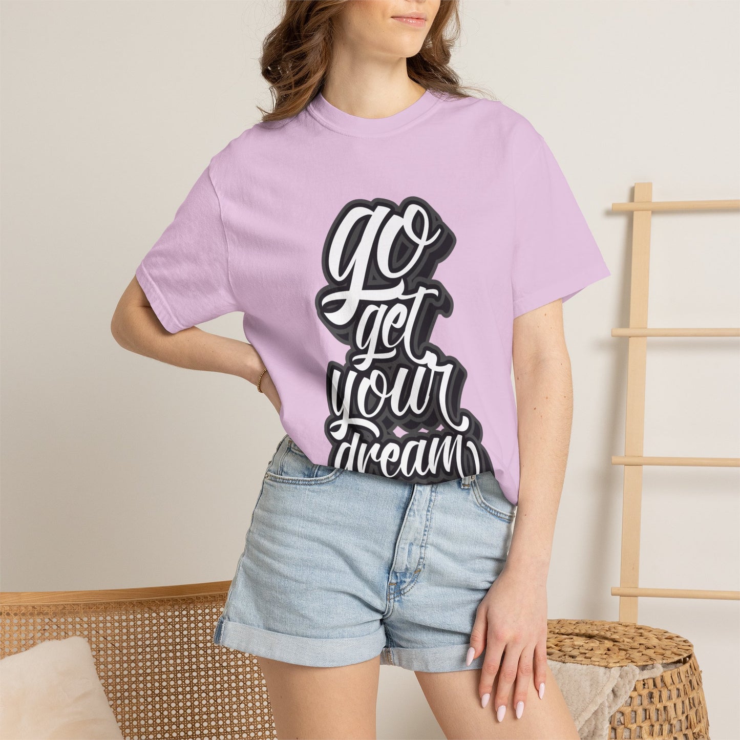 Go Get Your Dream Achieve Inspiration Tee Optimism Persistence Hard Work Unisex Heavy Cotton T-Shirt