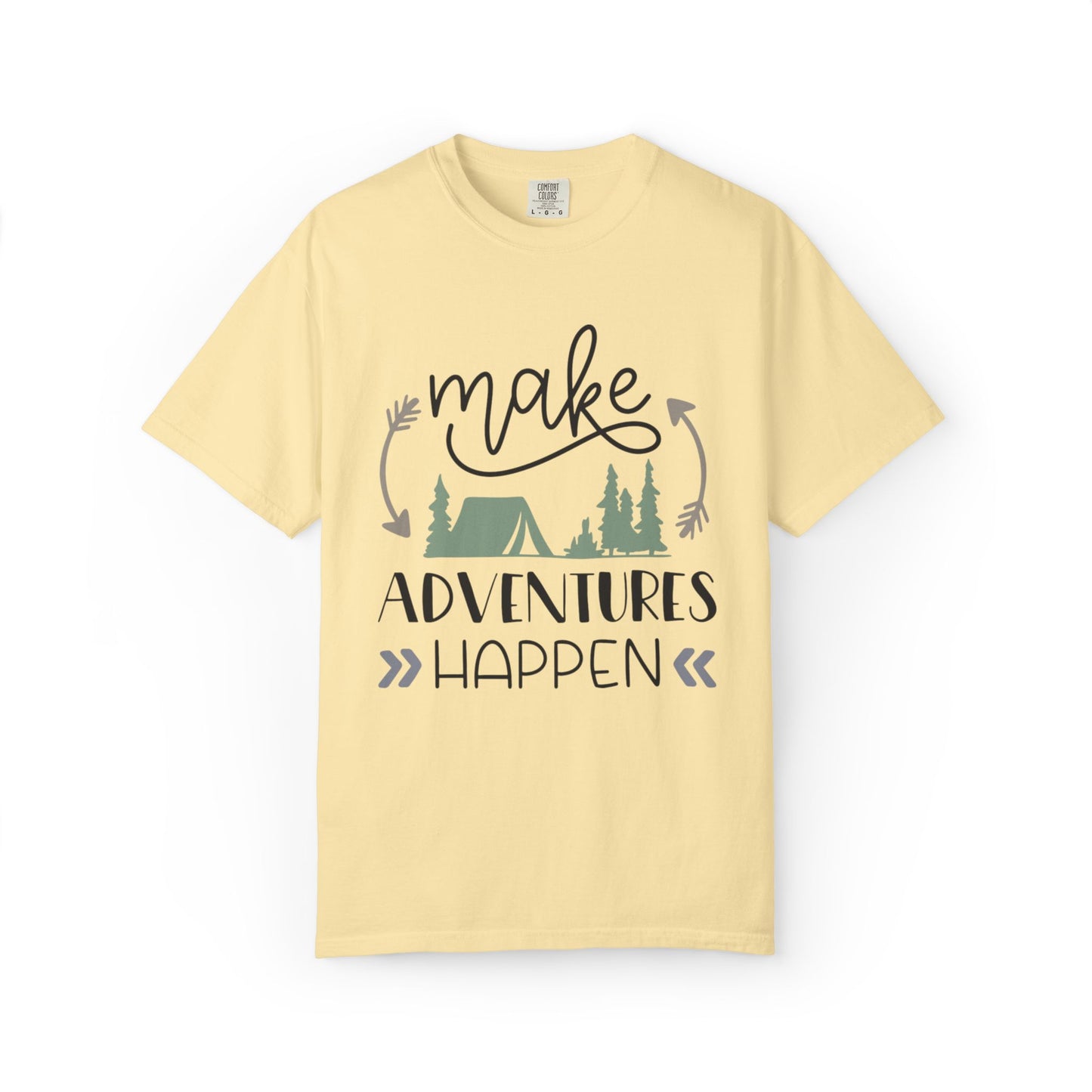 Make Adventures Happen Trendy Tee Enjoyment Mountain Hut Belays Ropes Fun Activities Unisex Heavy Cotton T-Shirt