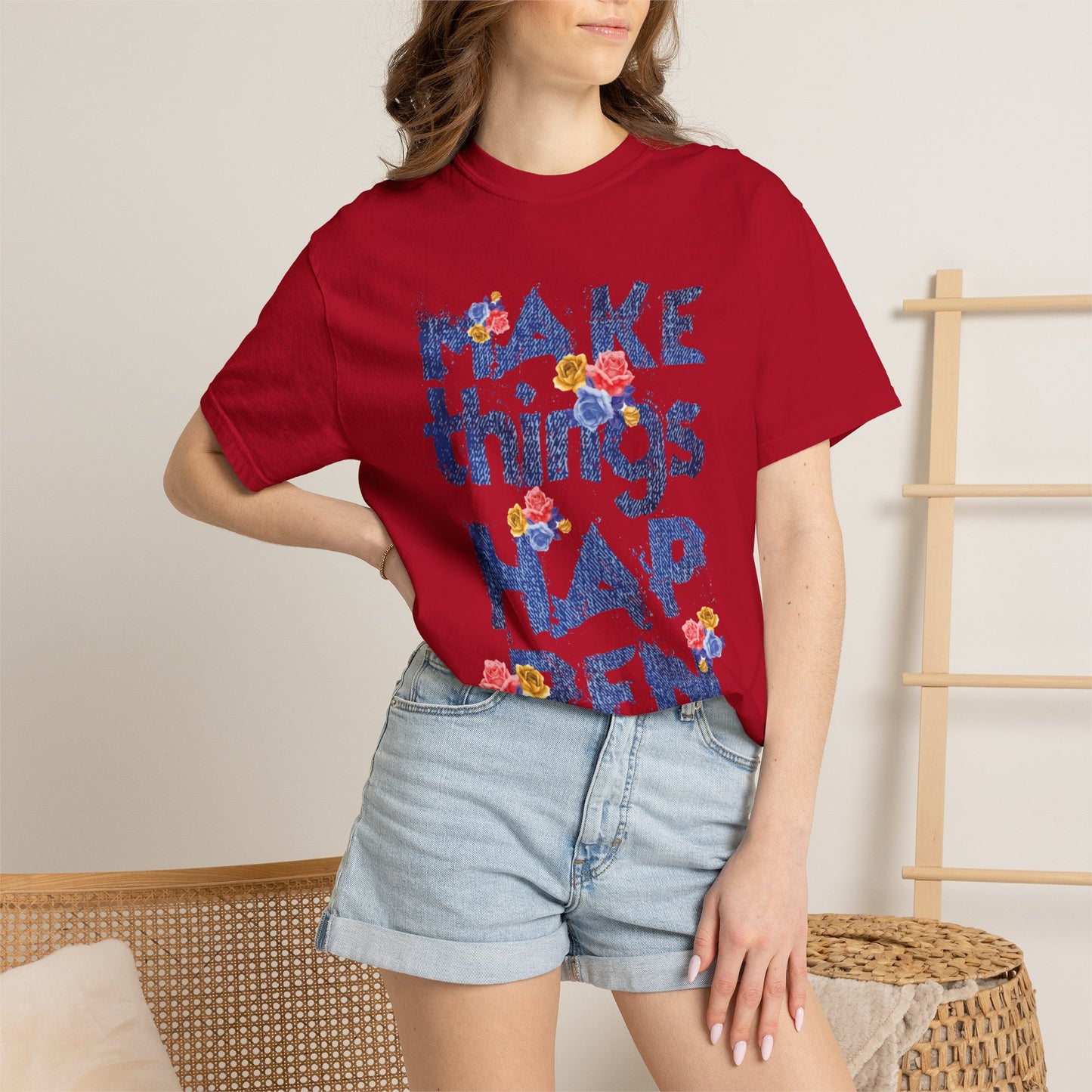 Make Things Happen Positivity Optimism Trendy Tee Mindset Gratitude Empathy Support Courage Unisex Heavy Cotton T-Shirt