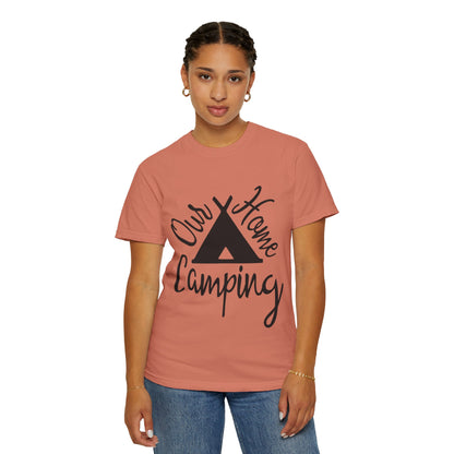 Our Home Camping Freedom Fighter Adventure Lovers Tee Nature Exploration Bonfire Travel Van Unisex Heavy Cotton T-Shirt