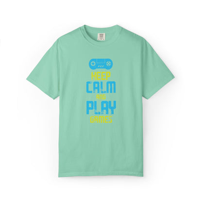 Funny Keep Calm And Play Games Pro Gamer Skills Gaming Mindset Sarcastic Gameplay Optimization Unisex Heavy Cotton T-Shirt