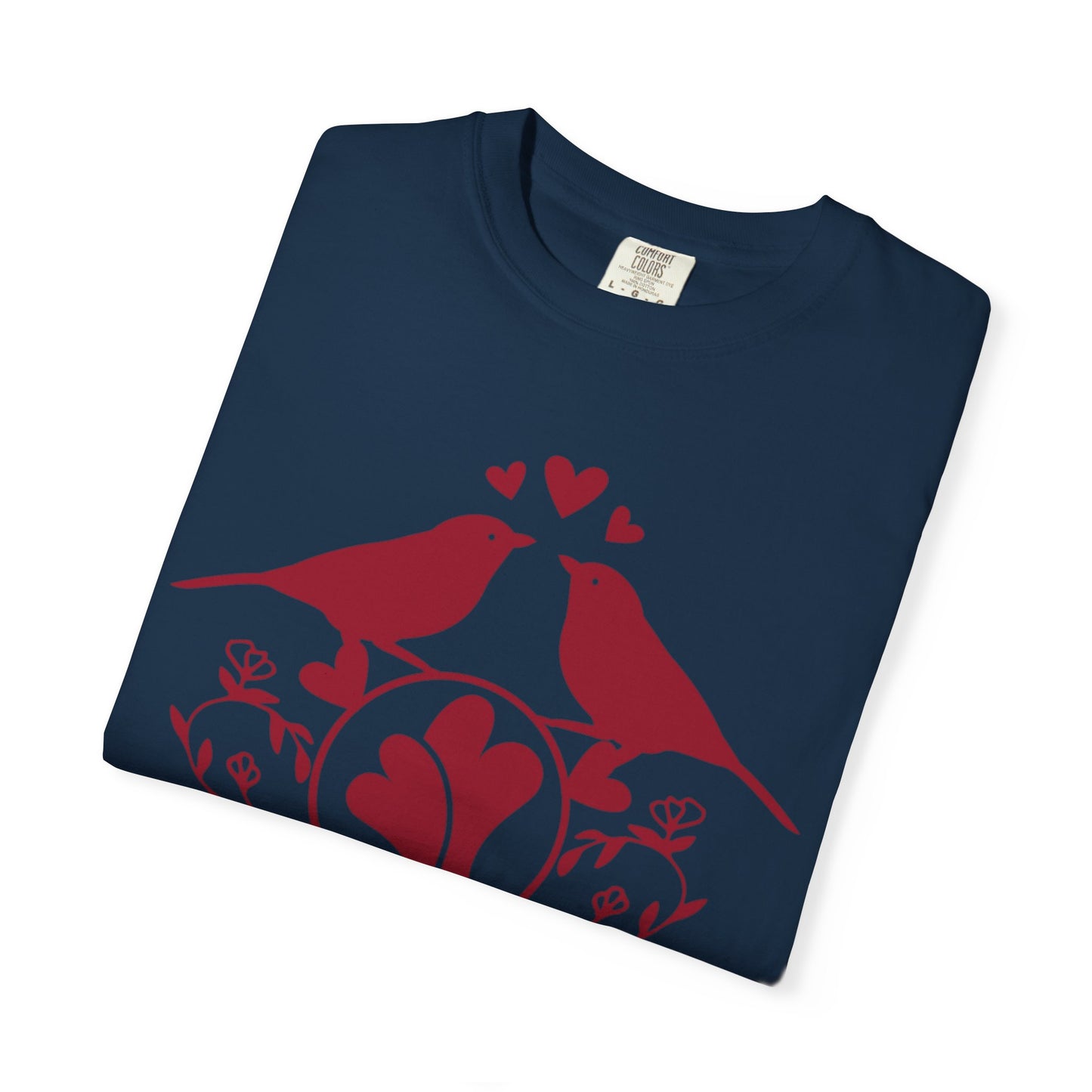 Romantic Love Birds Monogram Boundless Love Affection Lover’s Tee Infinite Bliss Butterfly Kisses Evergreen Romance Unisex Heavy Cotton T-Shirt