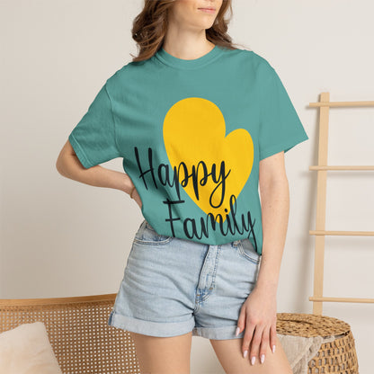 Happy Family Peaceful Paradise Tee Cherished Space Heartfelt Haven Unisex Heavy Cotton T-Shirt