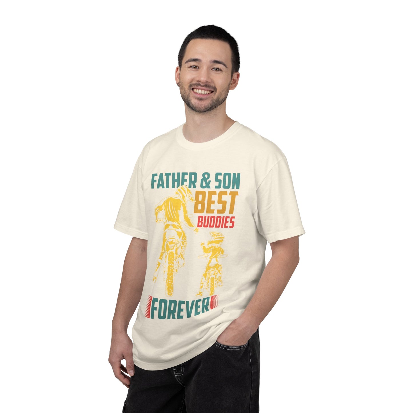 Lovable Father And Son Best Buddies Forever Role Model Loving Father Fatherhood Heroic Dad Unisex Heavy Cotton T-Shirt