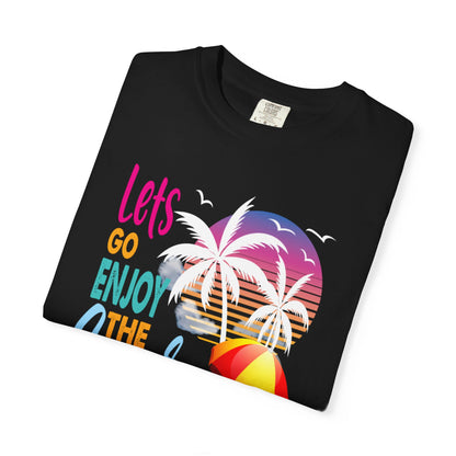 Exciting Lets Go Enjoy The Summer Party Summer Adventure Camp Beach Days Ice Cream Road Trips Unisex Heavy Cotton T-Shirt