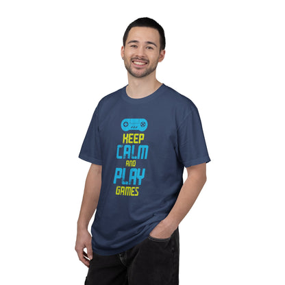 Funny Keep Calm And Play Games Pro Gamer Skills Gaming Mindset Sarcastic Gameplay Optimization Unisex Heavy Cotton T-Shirt