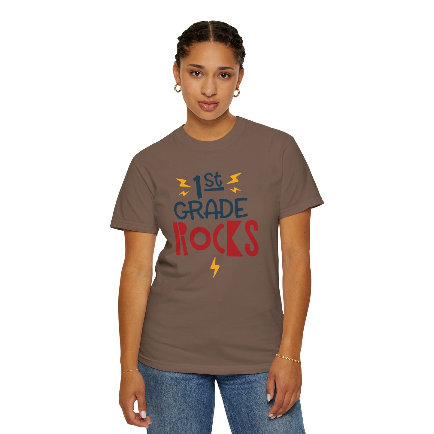 Funny 1st Grade Romeo Learning Legend Super Scholar Junior Geniuses Science Star Student’s Day Unisex Heavy Cotton T-Shirt