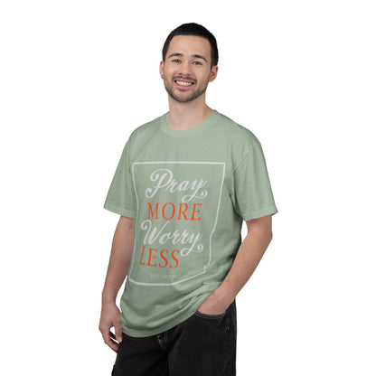 Pray More Worry Less Heavenly Feather White God’s Creation Eternity Tee Purest Being Cross Symbol Unisex Heavy Cotton T-Shirt