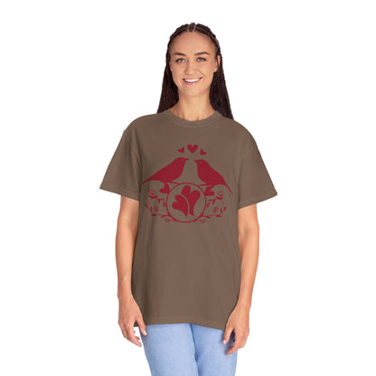 Romantic Love Birds Monogram Boundless Love Affection Lover’s Tee Infinite Bliss Butterfly Kisses Evergreen Romance Unisex Heavy Cotton T-Shirt