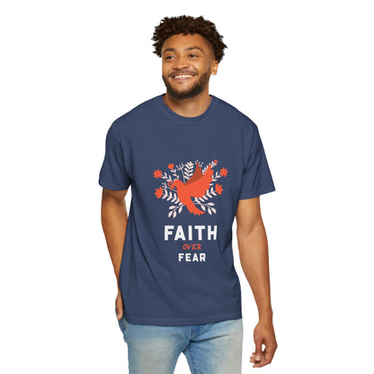 Faith Over Fear Stop Wishing Start Doing Action Goal Setting Modern Tee Achievement Self-Improvement Unisex Heavy Cotton T-Shirt