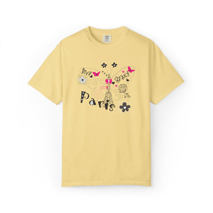 Paris Love Honeymoon Spots Candlelit Dinners Couples’ Tee Retreats Paris Fashion Unisex Heavy Cotton T-Shirt