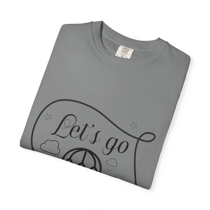 Let’s Go On An Adventure Nature Exploration Bonfire Travel Lovers Tee Freedom Hot Air Balloon Unisex Heavy Cotton T-Shirt