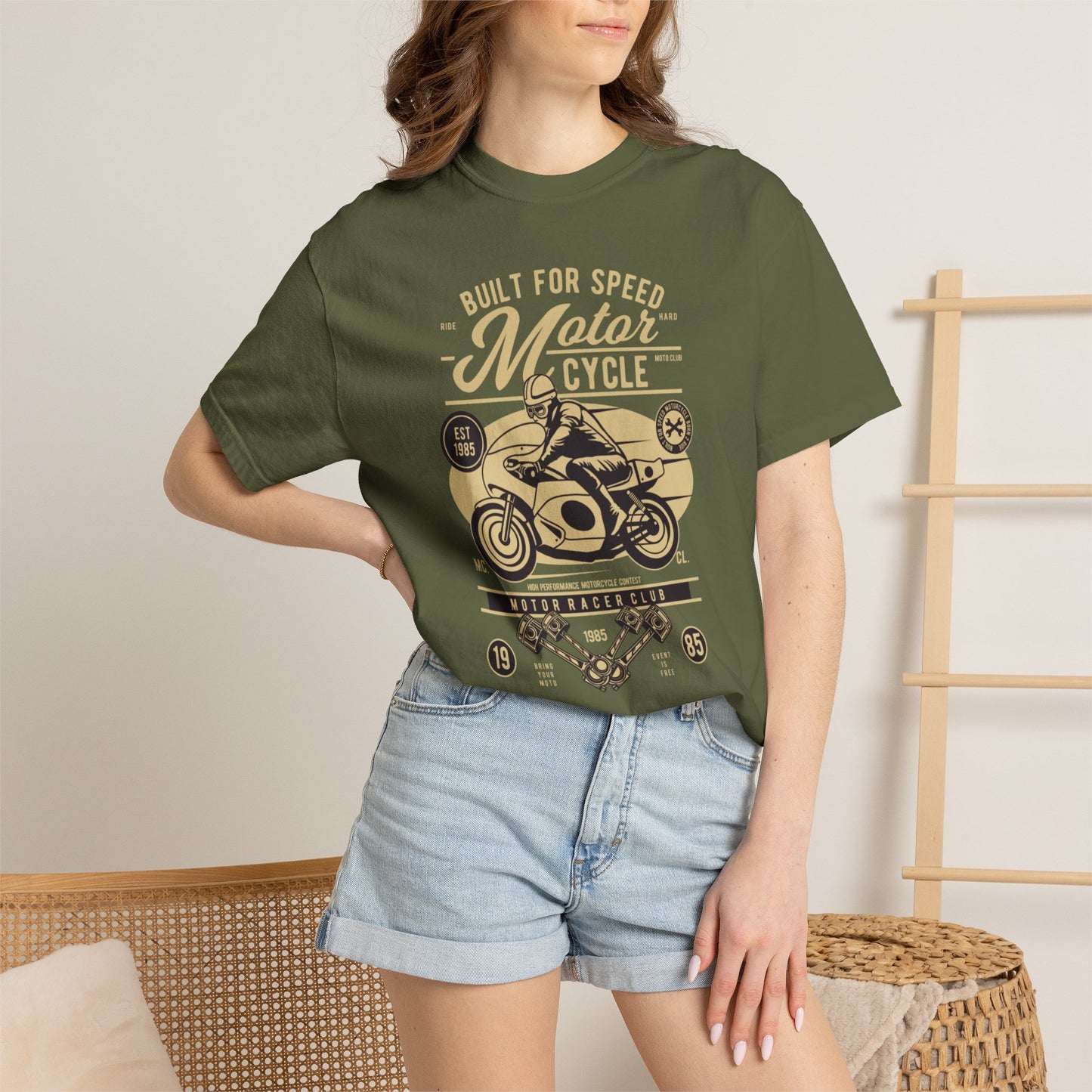 Built For Speed Motorcycle Custom Engine Club Motorbike Lovers Trendy Tee High-speed Rider Adventure Racer Unisex Heavy Cotton T-Shirt