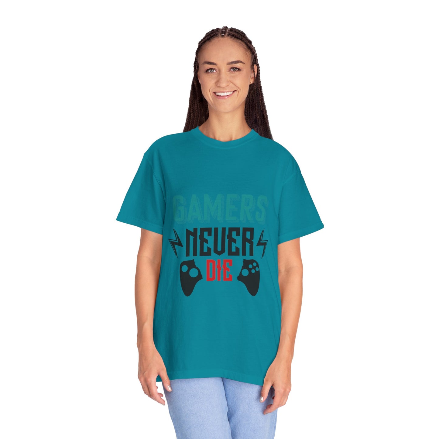 Gamers Never Die Warriors Tee Non-Stop Playing Obsession Mastery Thrill Unisex Heavy Cotton T-Shirt