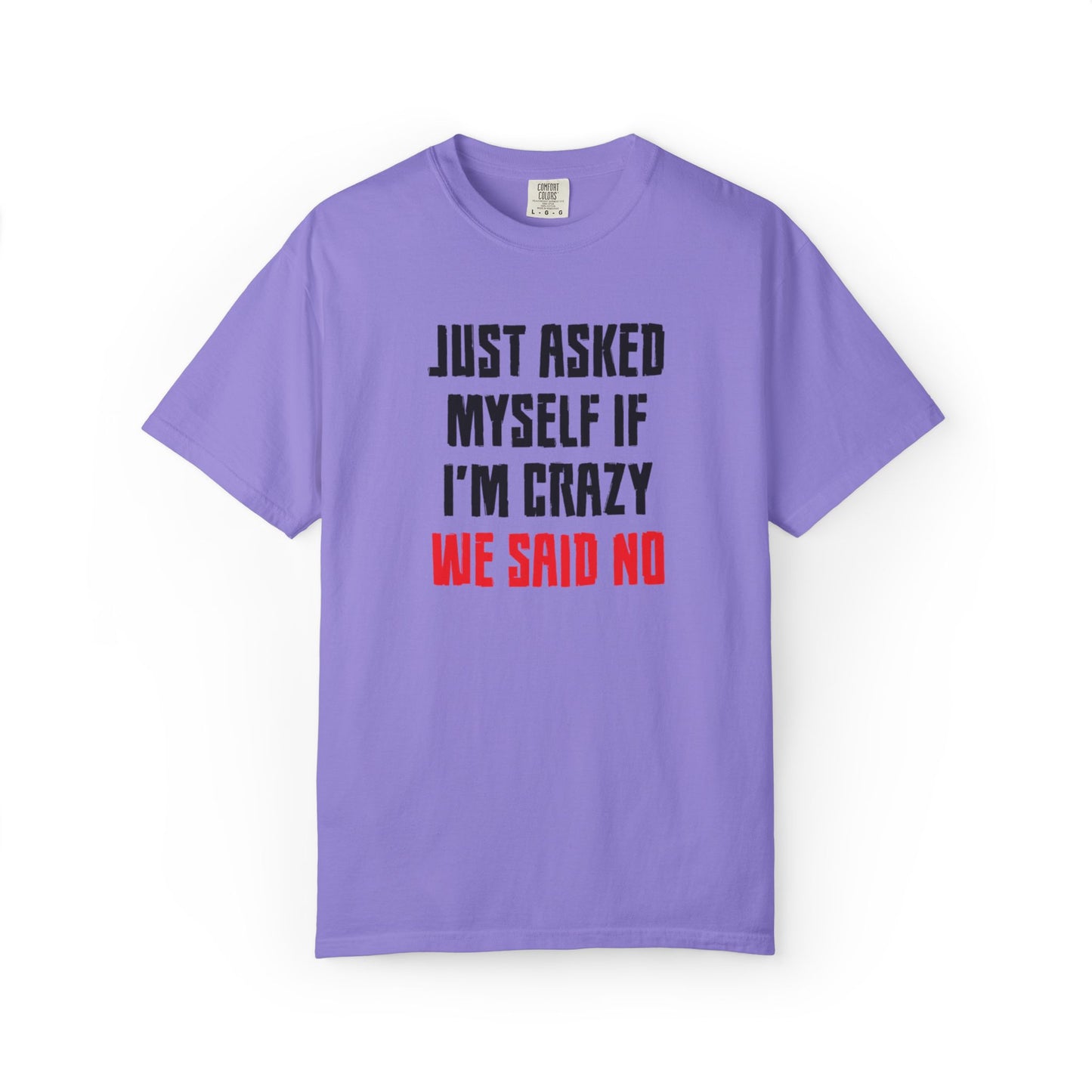 Just Asked Myself If I’M Crazy We Said No Funny Tee Self-Doubt Humourous Mental Stability Sarcastic Unisex Heavy Cotton T-Shirt