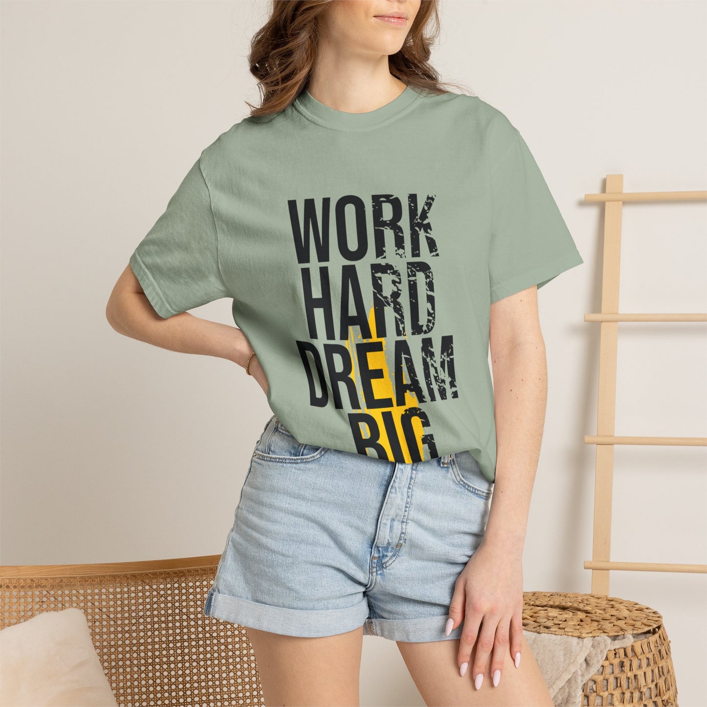 Work Hard Dream Big Creativity Imagination Tee Determination Reach For The Stars Unisex Heavy Cotton T-Shirt