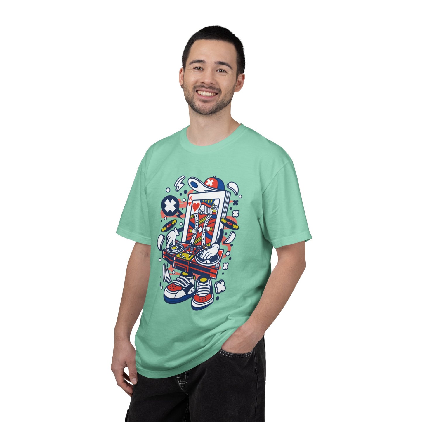 Dj King Play Card Hip Hop Vibes Trends Pop Visuals Tee Remixes Music Producer Unisex Heavy Cotton T-Shirt