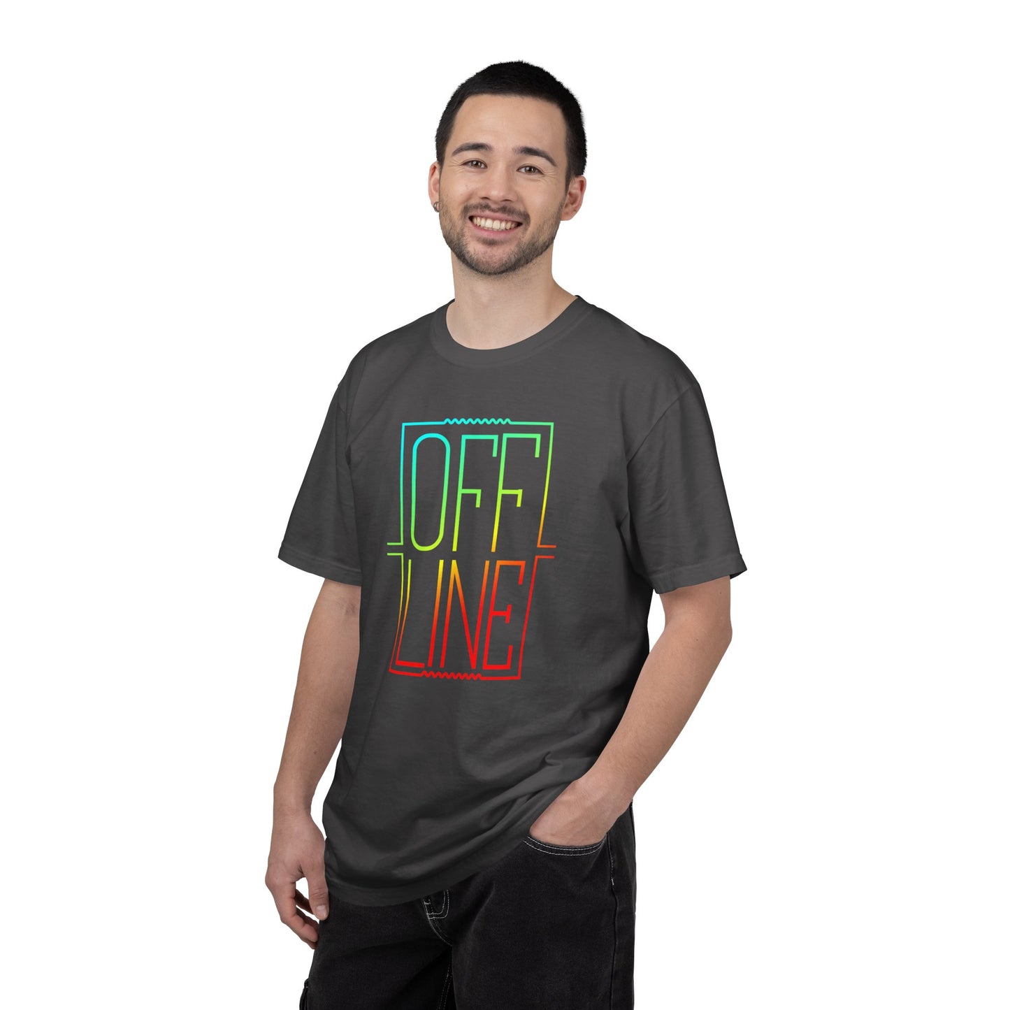Offline Graphic T-Shirt — Retro Neon Text Tee