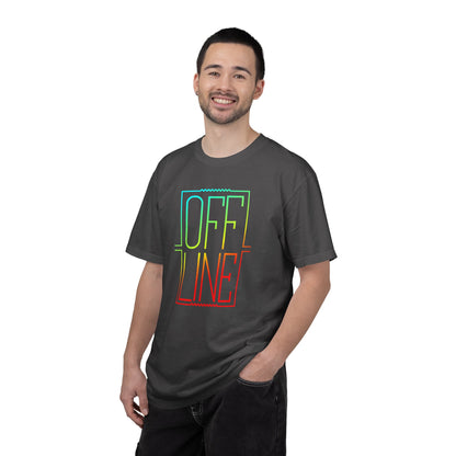 Offline Graphic T-Shirt — Retro Neon Text Tee
