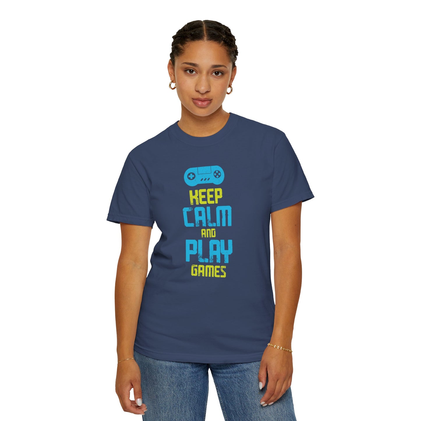 Funny Keep Calm And Play Games Pro Gamer Skills Gaming Mindset Sarcastic Gameplay Optimization Unisex Heavy Cotton T-Shirt