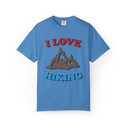 I Love Hiking Trendy Tee Adventure Mountain Hut Belays Ropes Fun Activities Unisex Heavy Cotton T-Shirt