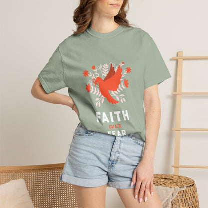 Faith Over Fear Stop Wishing Start Doing Action Goal Setting Modern Tee Achievement Self-Improvement Unisex Heavy Cotton T-Shirt