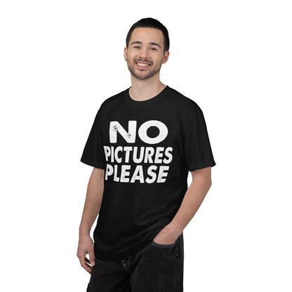 No Picture Please Photogenic Tee No Flash Camera-Shy Personal Space Unisex Heavy Cotton T-Shirt