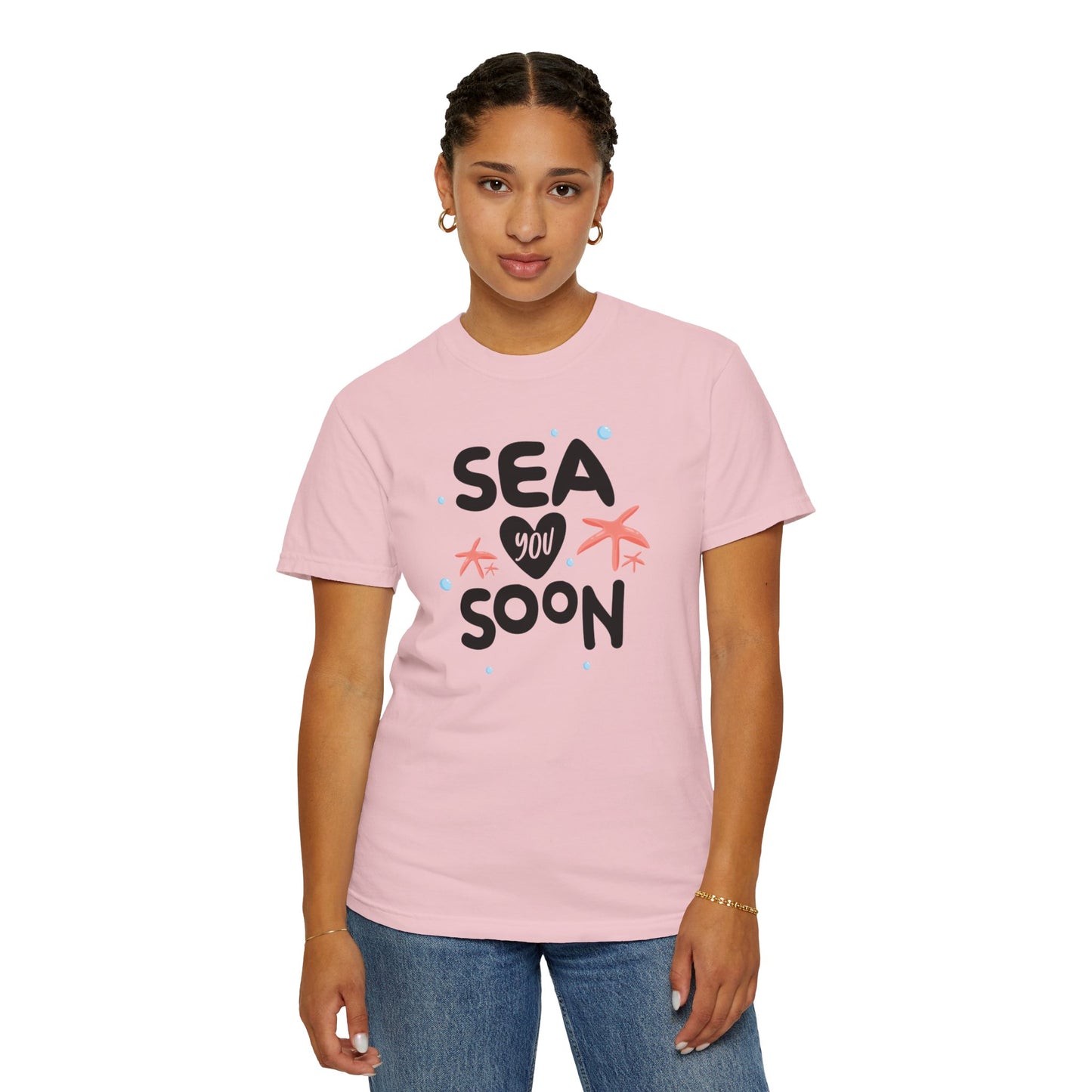 Sea You Soon Sarcastic Tee Ocean Wordplay Seaside Lover Summer Goodbye Ocean Trip Unisex Heavy Cotton T-Shirt
