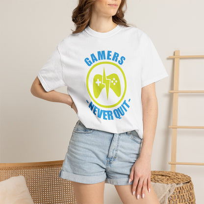 Inspirational Gamers Never Quit Virtual Immortality Forever A Gamer Immortalized In Pixels Unisex Heavy Cotton T-Shirt