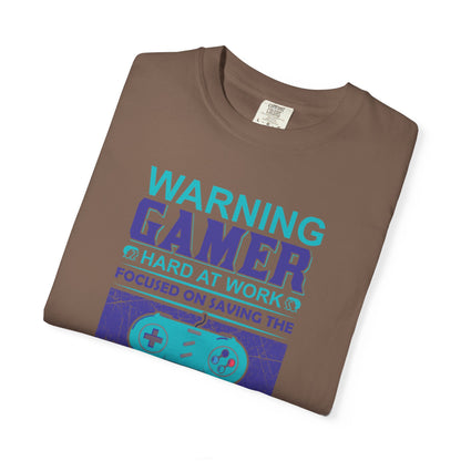 Funny Warning Gamer Do Not Disturb Digital Protector Virtual Heroism Sarcastic Battle Against Evil Unisex Heavy Cotton T-Shirt