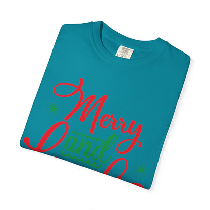 Cheerful Merry & Bright Joyful Christmas Time Christmas Lights Merry Christmas Jesus Birth Unisex Heavy Cotton T-Shirt