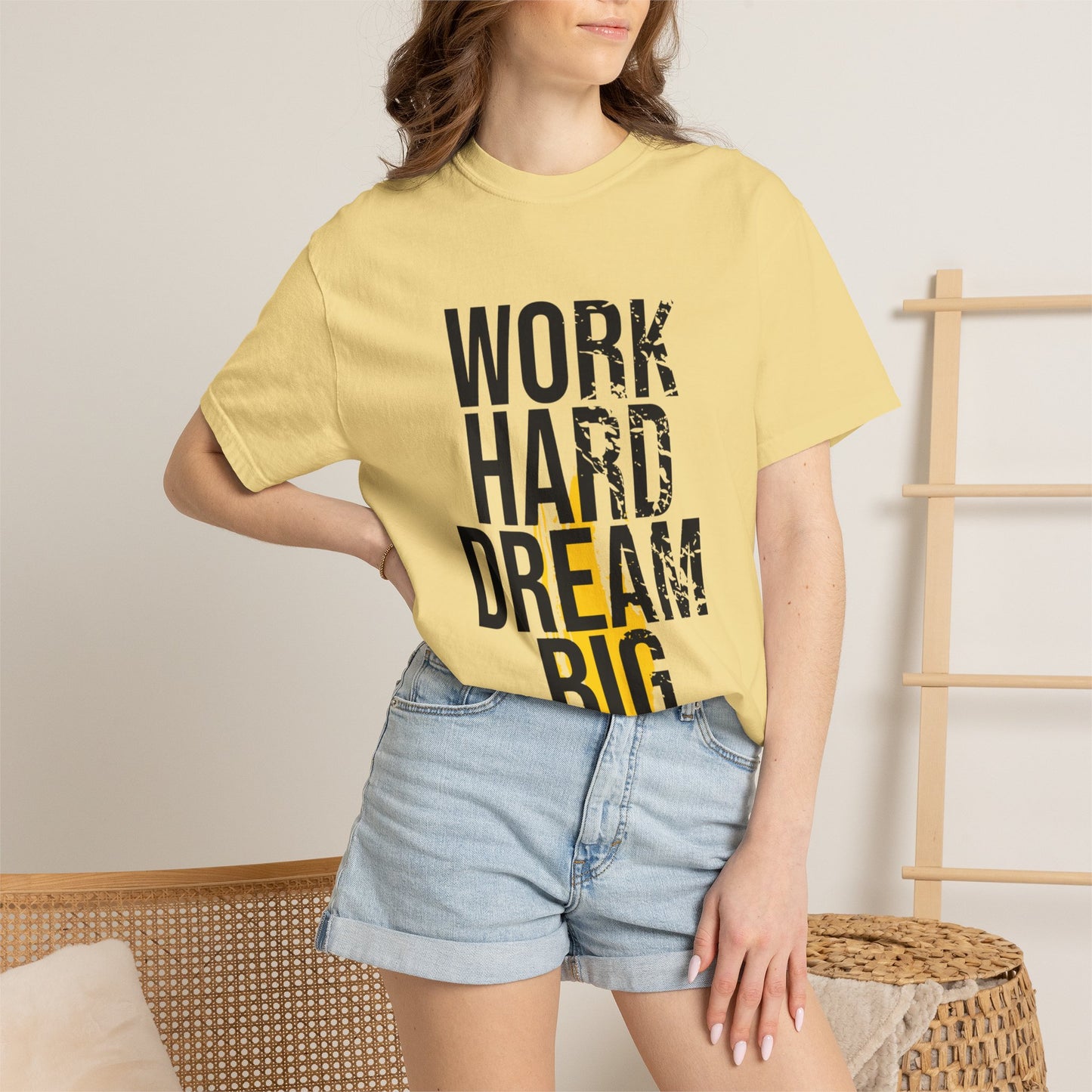 Work Hard Dream Big Creativity Imagination Tee Determination Reach For The Stars Unisex Heavy Cotton T-Shirt