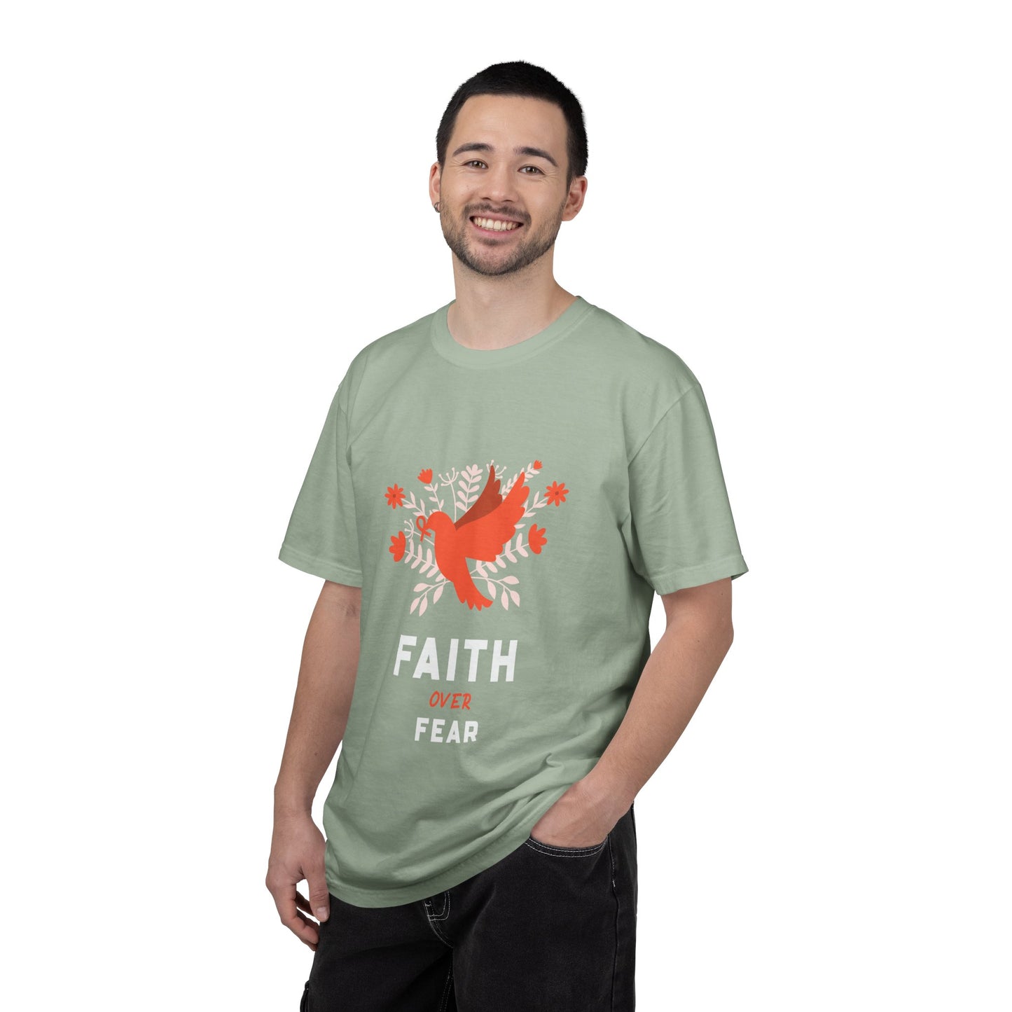 Faith Over Fear Stop Wishing Start Doing Action Goal Setting Modern Tee Achievement Self-Improvement Unisex Heavy Cotton T-Shirt