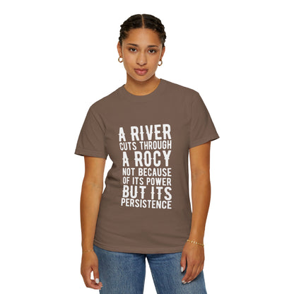 A River Cuts Through A Rock Stop Wishing Start Doing Action Goal Setting Modern Tee Achievement Unisex Heavy Cotton T-Shirt