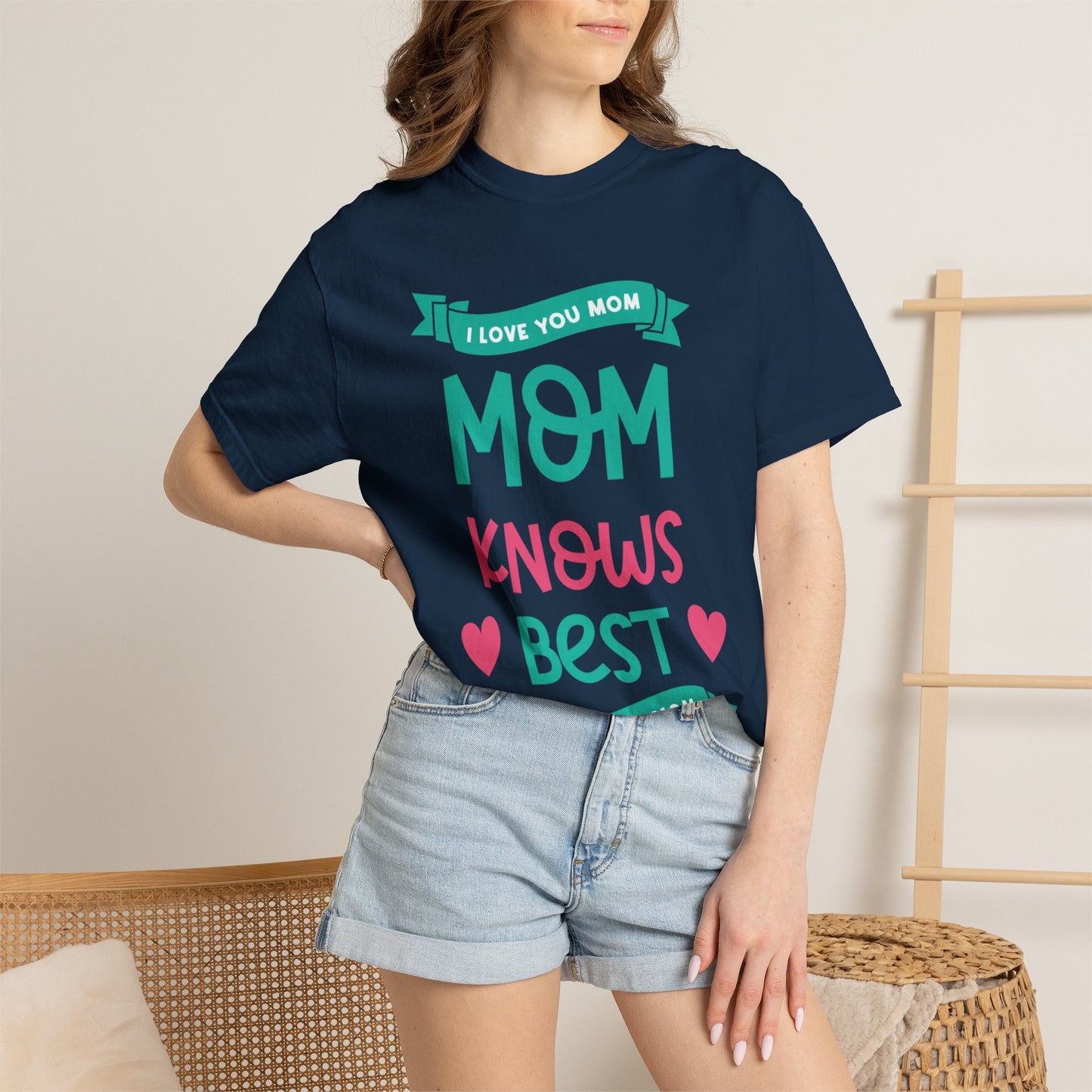 Mom Knows Best Strong Motherhood Heartfelt Guidance Tee Nurturing Knowledge Unisex Heavy Cotton T-Shirt