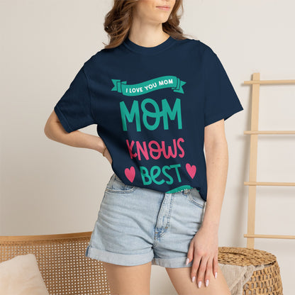 Mom Knows Best Strong Motherhood Heartfelt Guidance Tee Nurturing Knowledge Unisex Heavy Cotton T-Shirt