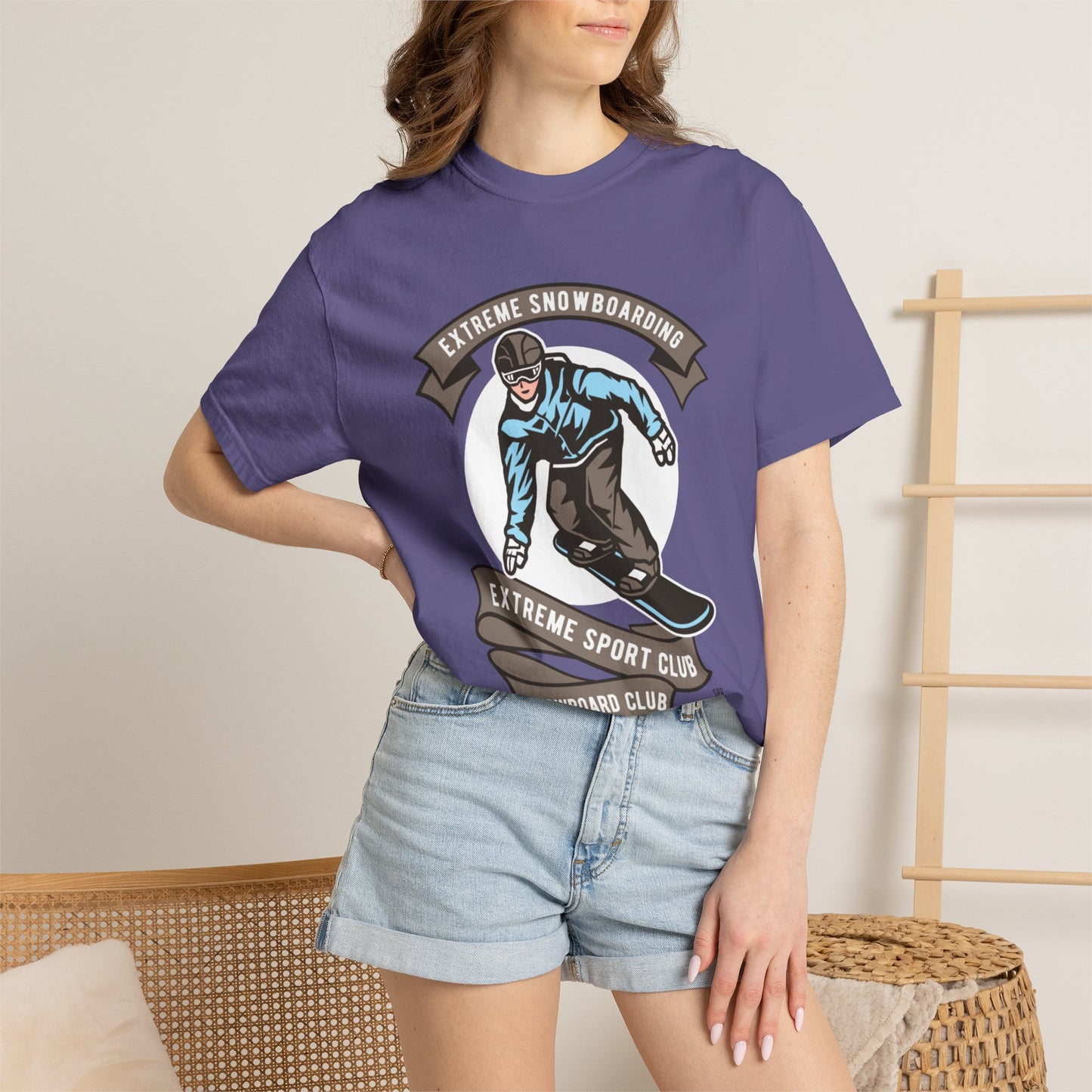 Extreme Snowboarding Sports Club Holly Jolly Winter Tee Wonderland Unisex Heavy Cotton T-Shirt