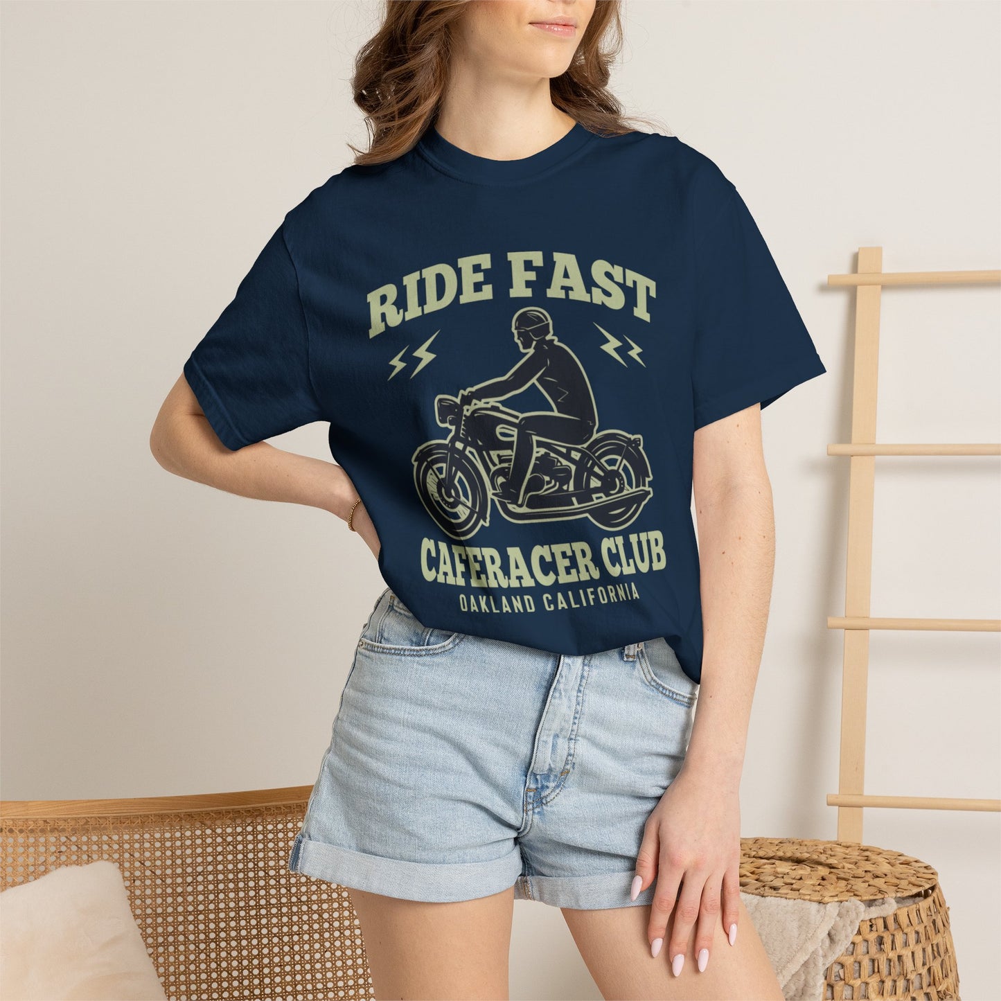 Thriller Ride Fast Caferacer Motorcycle Club Bike Lovers High-speed Adventure Bike Unisex Heavy Cotton T-Shirt