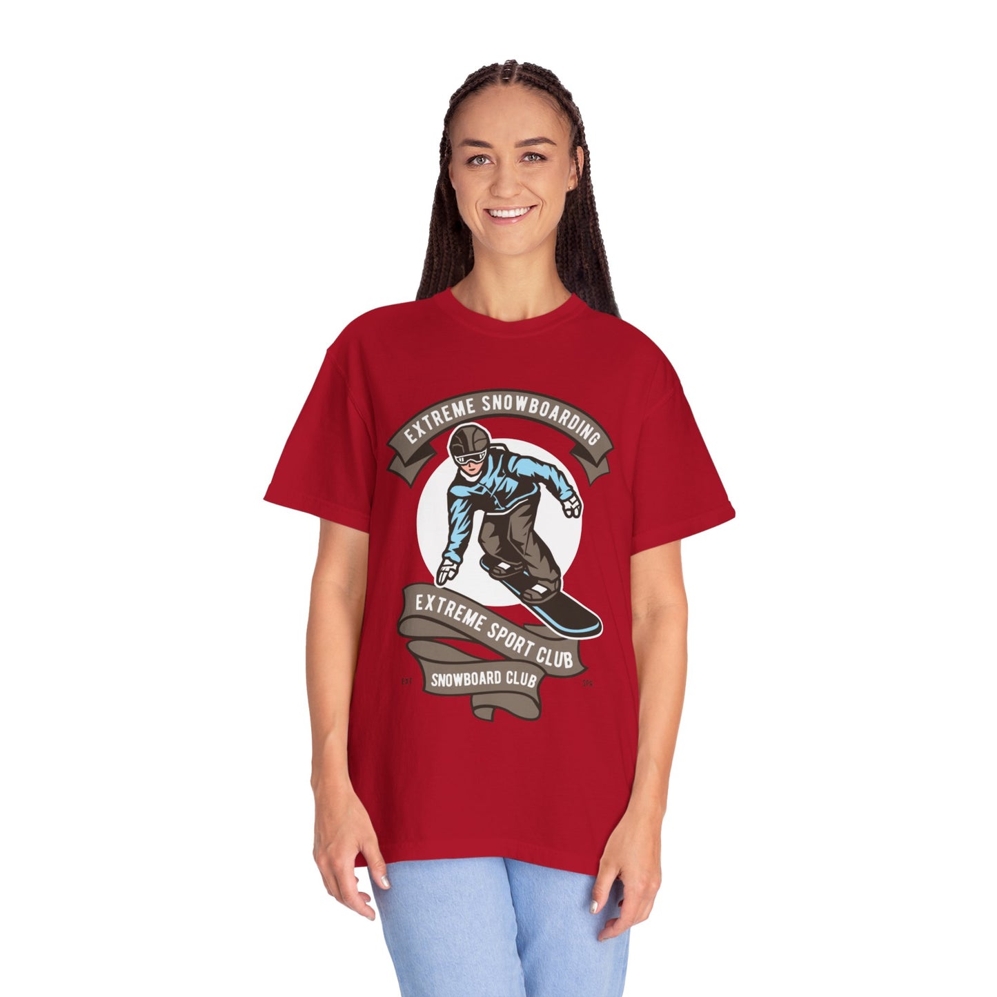 Extreme Snowboarding Sports Club Holly Jolly Winter Tee Wonderland Unisex Heavy Cotton T-Shirt
