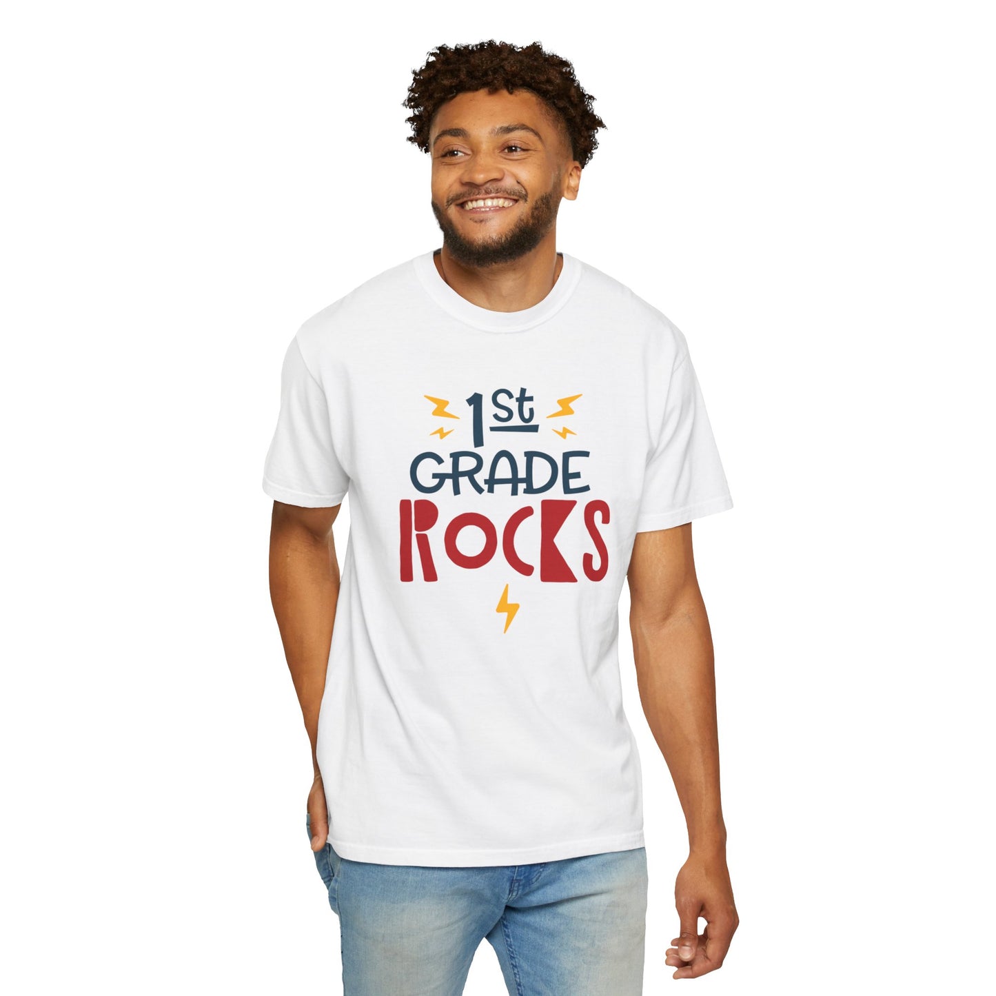 Funny 1st Grade Romeo Learning Legend Super Scholar Junior Geniuses Science Star Student’s Day Unisex Heavy Cotton T-Shirt