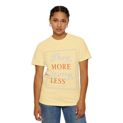 Pray More Worry Less Heavenly Feather White God’s Creation Eternity Tee Purest Being Cross Symbol Unisex Heavy Cotton T-Shirt