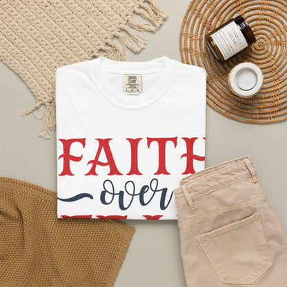 Faith Over Fear Stop Wishing Start Doing Action Goal Setting Modern Tee Achievement Self-Improvement Unisex Heavy Cotton T-Shirt