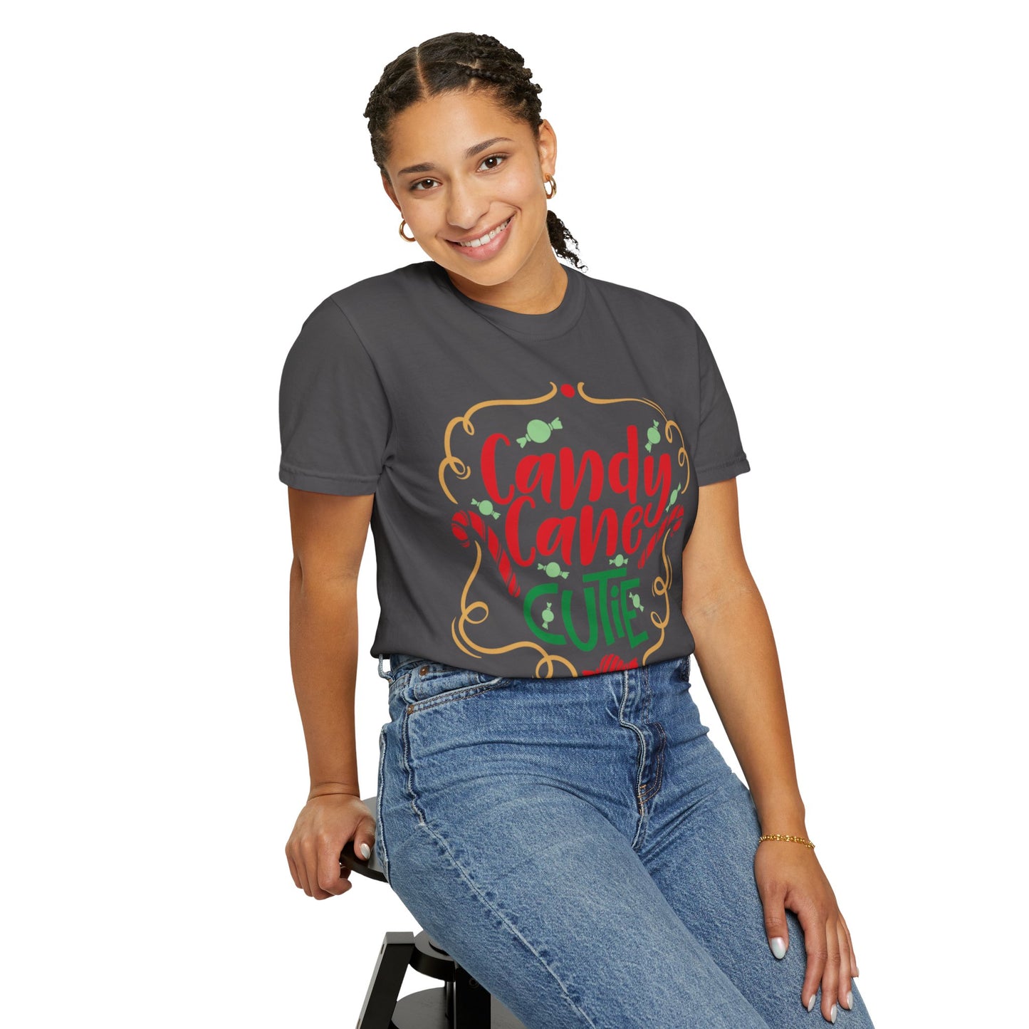 Candy Cane Cutie Enjoying Tee Tiny Helpers Jingle Bell Bling Festival Season Merry Christmas Unisex Heavy Cotton T-Shirt