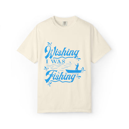 Funny Wishing I Was Fishing Catch and Release Unconditional Love Fishing Boat  Fishing Rod Sarcastic Adventure Unisex Heavy Cotton T-Shirt