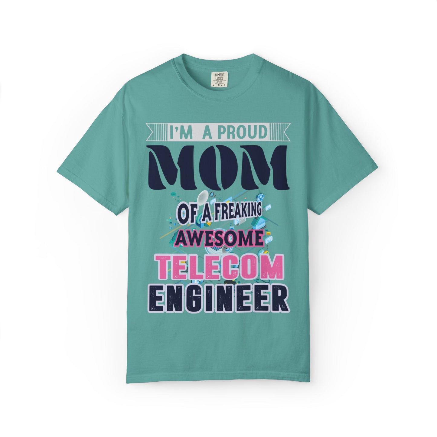 Proud Mom Telecom Engineer Mobile Technology Signal Processing Digital Communication Radio Frequencies Unisex Heavy Cotton T-Shirt