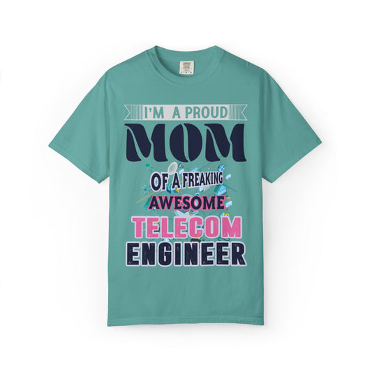 Proud Mom Telecom Engineer Mobile Technology Signal Processing Digital Communication Radio Frequencies Unisex Heavy Cotton T-Shirt