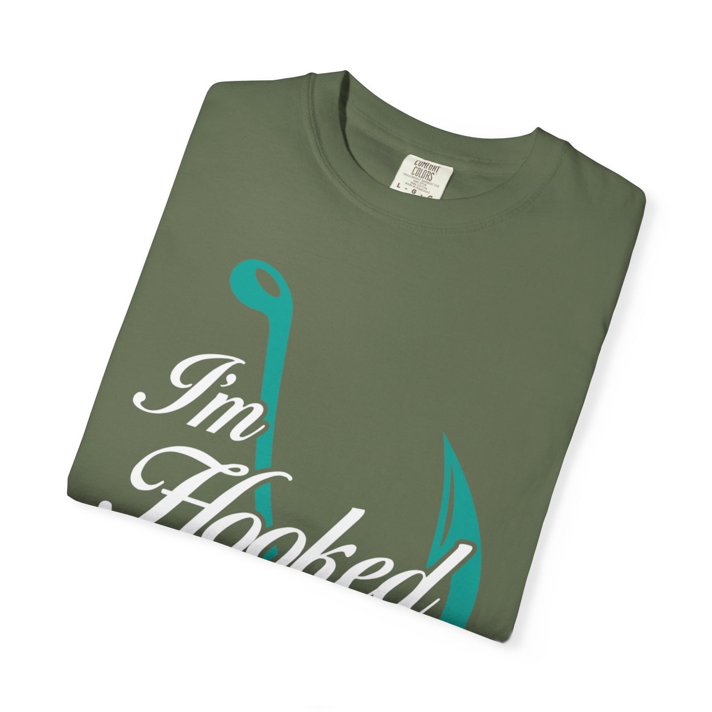 Funny I’m Hooked Rod and Reel Tackle Box Catch Of The Day Sarcastic Fishing Adventure Unisex Heavy Cotton T-Shirt