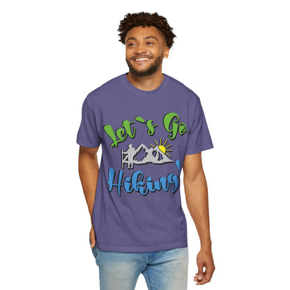Let’s Go Hiking! Trendy Tee Adventure Mountain Hut Fun Activities Unisex Heavy Cotton T-Shirt