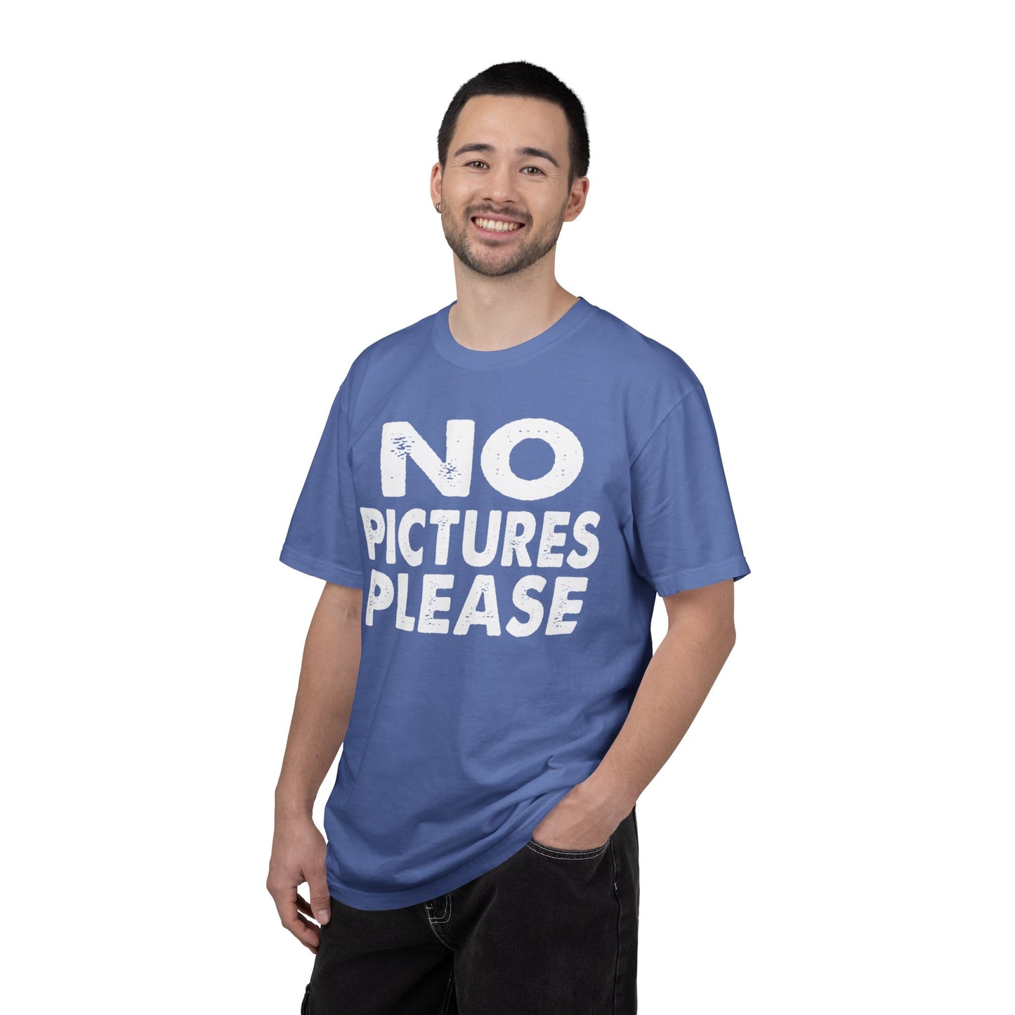 No Picture Please Photogenic Tee No Flash Camera-Shy Personal Space Unisex Heavy Cotton T-Shirt