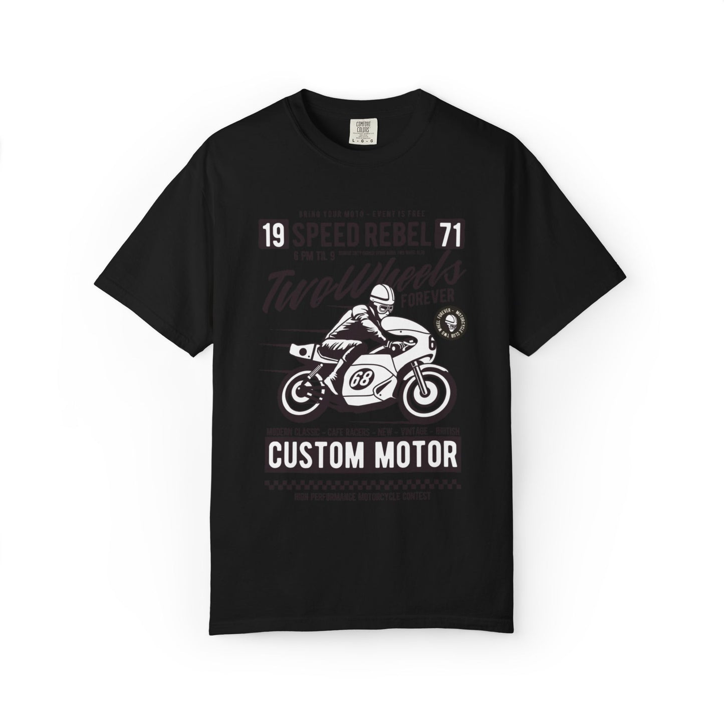 Speed Rebel Two Wheels Custom Engine Club Motorbike Lovers Trendy Tee High-speed Rider Adventure Racer Unisex Heavy Cotton T-Shirt